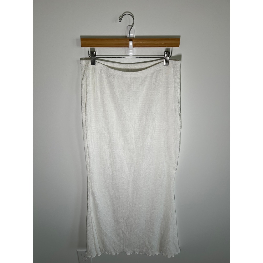 Boho Cottage Coastal Forest Fairy Womens Maxi Skirt XL White Festival